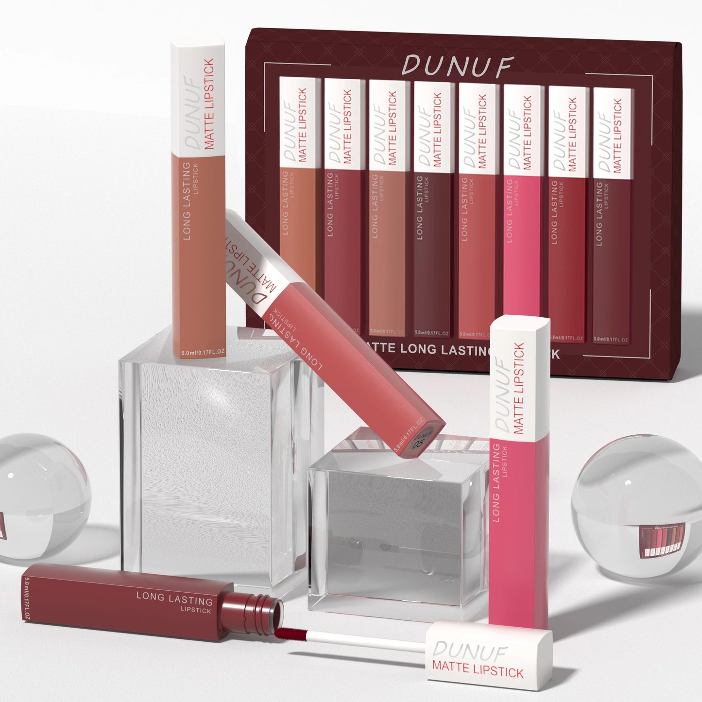 8pc/set Long-Lasting Lip Gloss Waterproof